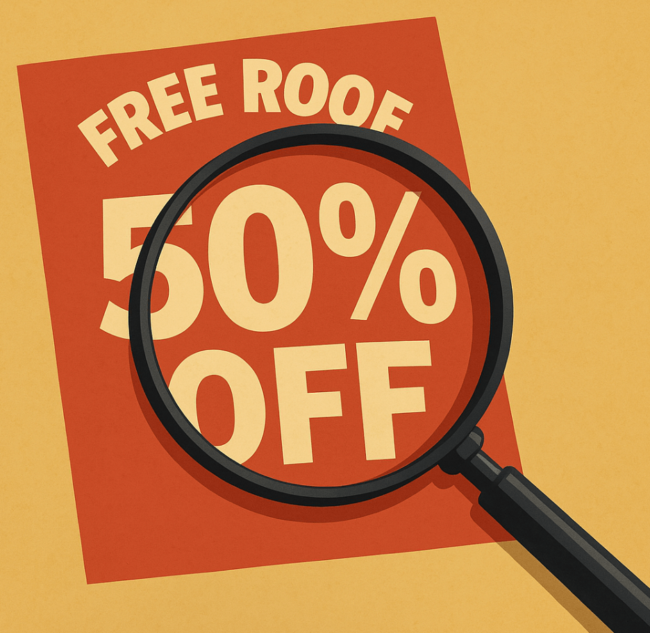 Deceptive roofing salesman trying to pressure an elderly homeowner, representing unethical roofing sales tactics targeted at NJ, PA, NY, and CT residents.This version hits key SEO targets:Mentions roofing and salesmanImplies deceptive tactics (a key blog theme)Includes regional targeting for local SEO (NJ, PA, NY, CT)